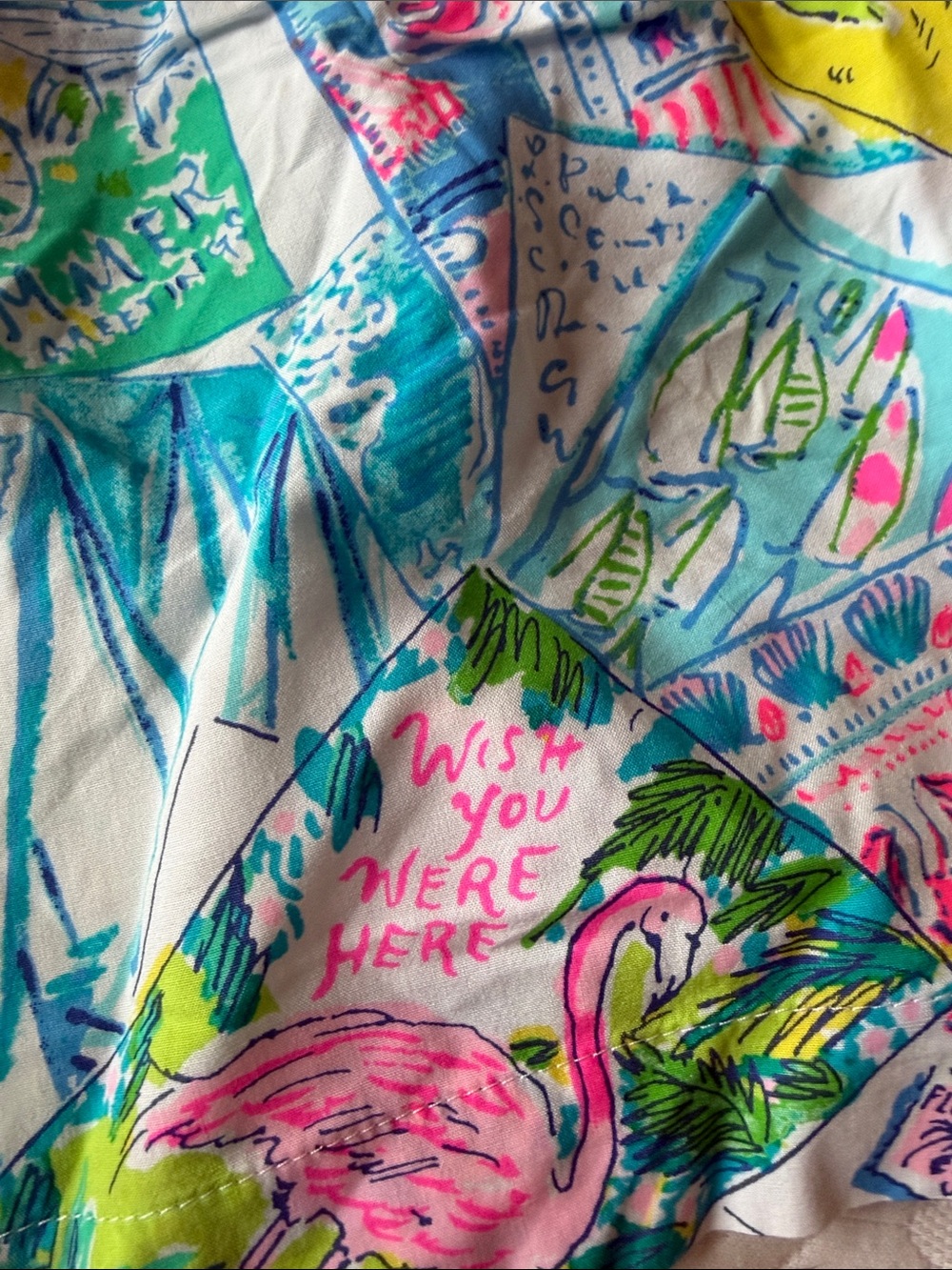 Lilly Pulitzer Bright Pink, Turquoise & Lime Print Athletic Shorts - Picture 4 of 5